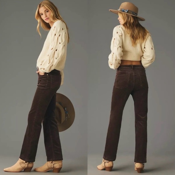 Pilcro Pants - Pilcro NWT The Yaya Mid-Rise Corduroy Crop Flare Pant Brown 29P